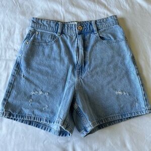 Zara Light Blue Distressed Denim Shorts